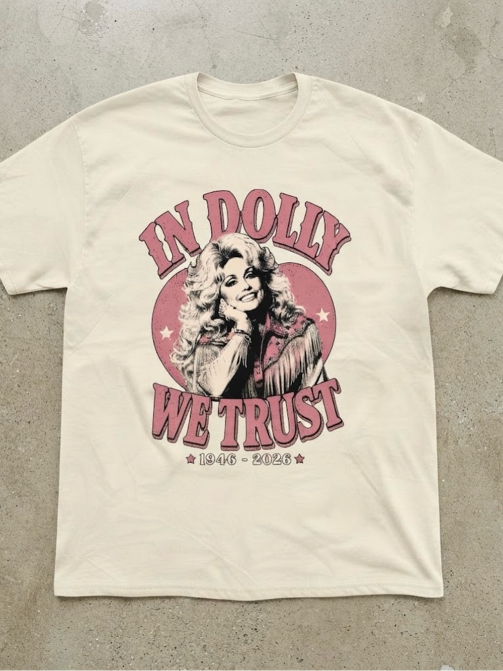 Dolly Parton Country Graphic Cream Cotton Gildan T-Shirt